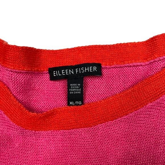 Eileen Fisher Boatneck Dolman Sleeve Boxy Sweater Knit Top Pink Womens XL - Picture 5 of 6